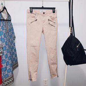 Zara Nude Skinny Zip Trousers